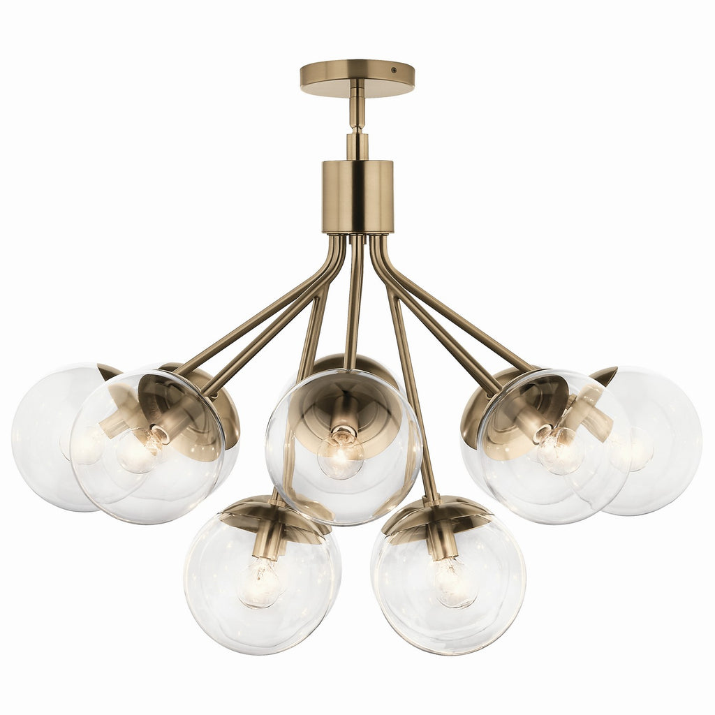 KICHLER 52701CPZCLR Silvarious 30 Inch 12 Light Convertible Chandelier With Clear Glass In Champagne Bronze