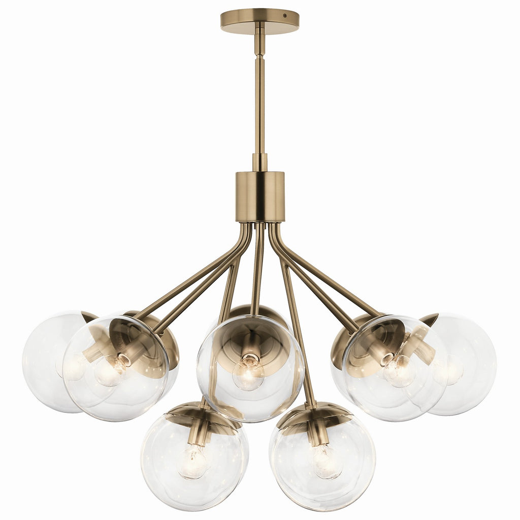 KICHLER 52701CPZCLR Silvarious 30 Inch 12 Light Convertible Chandelier With Clear Glass In Champagne Bronze