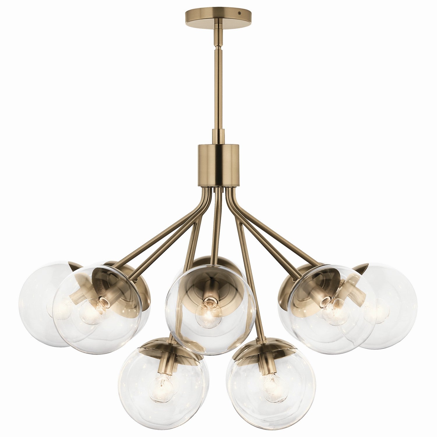 KICHLER 52701CPZCLR Silvarious 30 Inch 12 Light Convertible Chandelier With Clear Glass In Champagne Bronze
