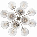 KICHLER 52701PN Silvarious 30 Inch 12 Light Convertible Chandelier With Clear Crackled Glass In Polished Nickel