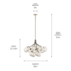 KICHLER 52701PN Silvarious 30 Inch 12 Light Convertible Chandelier With Clear Crackled Glass In Polished Nickel