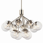 KICHLER 52701PNCLR Silvarious 30 Inch 12 Light Convertible Chandelier With Clear Glass In Polished Nickel