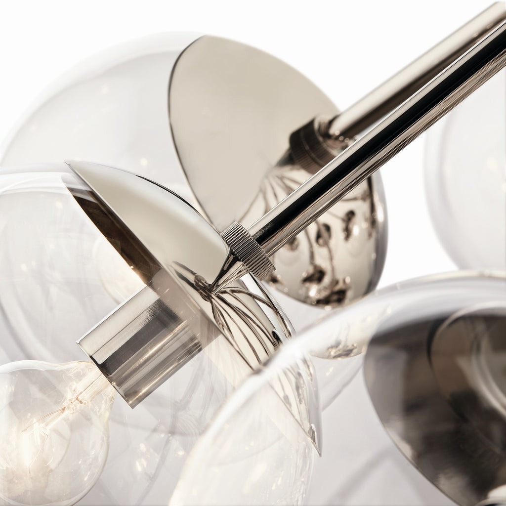 KICHLER 52701PNCLR Silvarious 30 Inch 12 Light Convertible Chandelier With Clear Glass In Polished Nickel