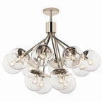 KICHLER 52701PNCLR Silvarious 30 Inch 12 Light Convertible Chandelier With Clear Glass In Polished Nickel
