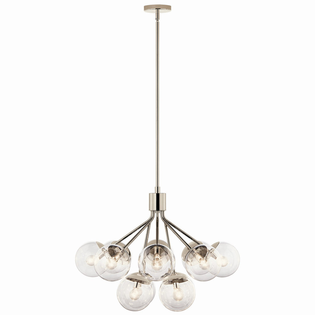KICHLER 52701PNCLR Silvarious 30 Inch 12 Light Convertible Chandelier With Clear Glass In Polished Nickel
