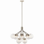 KICHLER 52701PNCLR Silvarious 30 Inch 12 Light Convertible Chandelier With Clear Glass In Polished Nickel
