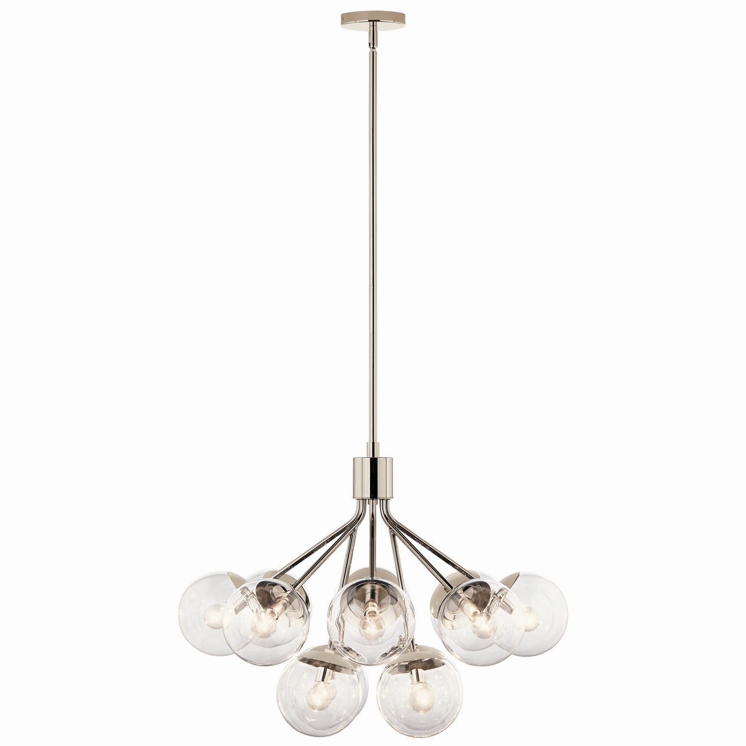 KICHLER 52701PNCLR Silvarious 30 Inch 12 Light Convertible Chandelier With Clear Glass In Polished Nickel