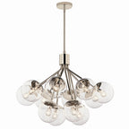 KICHLER 52701PNCLR Silvarious 30 Inch 12 Light Convertible Chandelier With Clear Glass In Polished Nickel