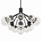 KICHLER 52702BK Silvarious 38 Inch 16 Light Convertible Chandelier With Clear Crackled Glass In Black