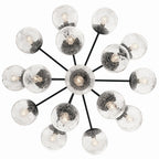 KICHLER 52702BK Silvarious 38 Inch 16 Light Convertible Chandelier With Clear Crackled Glass In Black