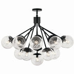 KICHLER 52702BK Silvarious 38 Inch 16 Light Convertible Chandelier With Clear Crackled Glass In Black
