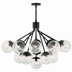 KICHLER 52702BK Silvarious 38 Inch 16 Light Convertible Chandelier With Clear Crackled Glass In Black
