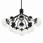 KICHLER 52702BKCLR Silvarious 38 Inch 16 Light Convertible Chandelier With Clear Glass In Black