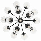 KICHLER 52702BKCLR Silvarious 38 Inch 16 Light Convertible Chandelier With Clear Glass In Black