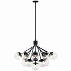 KICHLER 52702BKCLR Silvarious 38 Inch 16 Light Convertible Chandelier With Clear Glass In Black