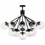 KICHLER 52702BKCLR Silvarious 38 Inch 16 Light Convertible Chandelier With Clear Glass In Black