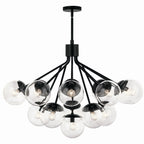 KICHLER 52702BKCLR Silvarious 38 Inch 16 Light Convertible Chandelier With Clear Glass In Black