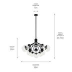 KICHLER 52702BKCLR Silvarious 38 Inch 16 Light Convertible Chandelier With Clear Glass In Black