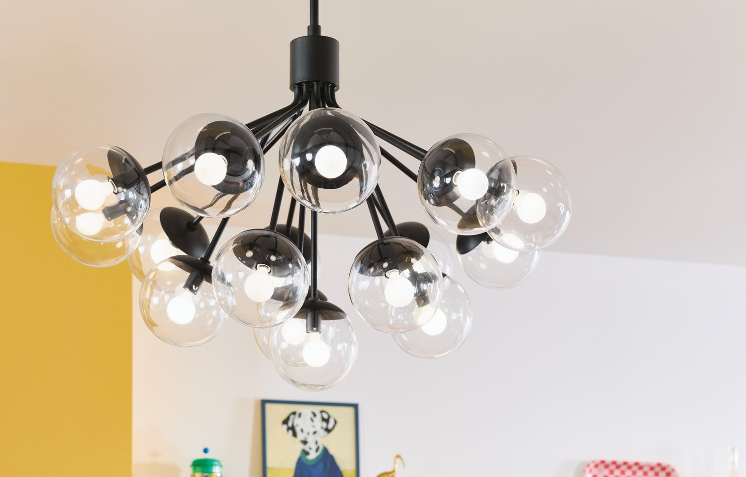 KICHLER 52702BKCLR Silvarious 38 Inch 16 Light Convertible Chandelier With Clear Glass In Black