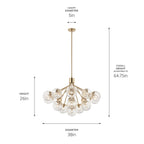 KICHLER 52702CPZ Silvarious 38 Inch 16 Light Convertible Chandelier With Clear Crackled Glass In Champagne Bronze