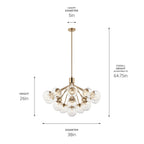 KICHLER 52702CPZCLR Silvarious 38 Inch 16 Light Convertible Chandelier With Clear Glass In Champagne Bronze