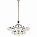 KICHLER 52702PN Silvarious 38 Inch 16 Light Convertible Chandelier With Clear Crackled Glass In Polished Nickel