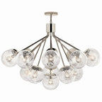 KICHLER 52702PN Silvarious 38 Inch 16 Light Convertible Chandelier With Clear Crackled Glass In Polished Nickel