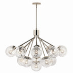 KICHLER 52702PN Silvarious 38 Inch 16 Light Convertible Chandelier With Clear Crackled Glass In Polished Nickel
