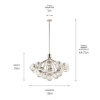 KICHLER 52702PN Silvarious 38 Inch 16 Light Convertible Chandelier With Clear Crackled Glass In Polished Nickel