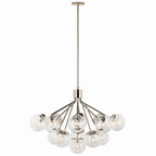 KICHLER 52702PNCLR Silvarious 38 Inch 16 Light Convertible Chandelier With Clear Glass In Polished Nickel