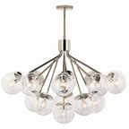 KICHLER 52702PNCLR Silvarious 38 Inch 16 Light Convertible Chandelier With Clear Glass In Polished Nickel