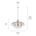 KICHLER 52702PNCLR Silvarious 38 Inch 16 Light Convertible Chandelier With Clear Glass In Polished Nickel