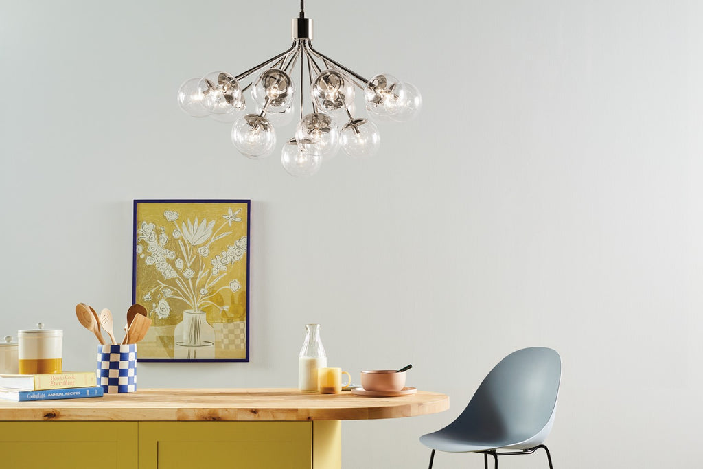 KICHLER 52702PNCLR Silvarious 38 Inch 16 Light Convertible Chandelier With Clear Glass In Polished Nickel