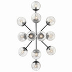 KICHLER 52703BK Silvarious 48 Inch 12 Light Linear Convertible Chandelier With Clear Crackled Glass In Black