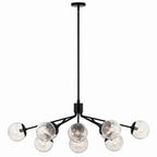 KICHLER 52703BK Silvarious 48 Inch 12 Light Linear Convertible Chandelier With Clear Crackled Glass In Black