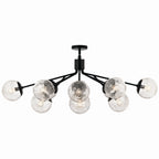 KICHLER 52703BK Silvarious 48 Inch 12 Light Linear Convertible Chandelier With Clear Crackled Glass In Black