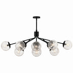 KICHLER 52703BK Silvarious 48 Inch 12 Light Linear Convertible Chandelier With Clear Crackled Glass In Black