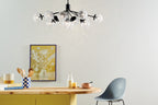 KICHLER 52703BK Silvarious 48 Inch 12 Light Linear Convertible Chandelier With Clear Crackled Glass In Black