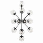 KICHLER 52703BKCLR Silvarious 48 Inch 12 Light Linear Convertible Chandelier With Clear Glass In Black