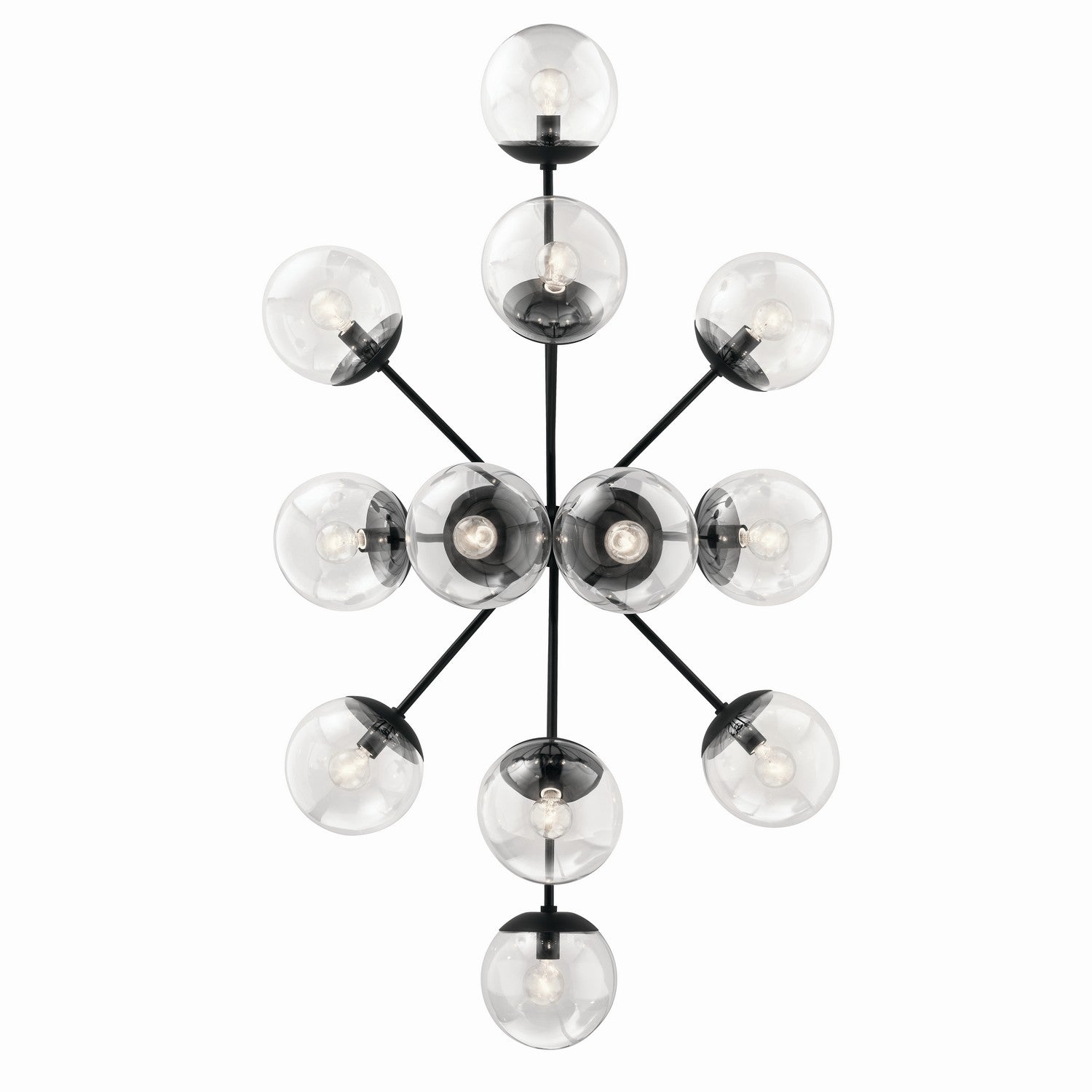 KICHLER 52703BKCLR Silvarious 48 Inch 12 Light Linear Convertible Chandelier With Clear Glass In Black