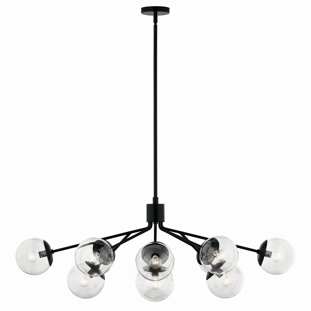KICHLER 52703BKCLR Silvarious 48 Inch 12 Light Linear Convertible Chandelier With Clear Glass In Black