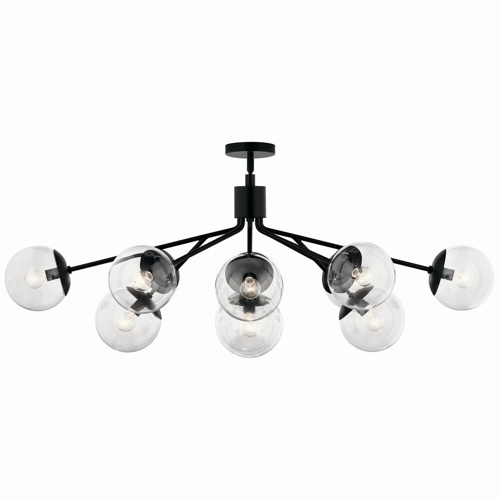 KICHLER 52703BKCLR Silvarious 48 Inch 12 Light Linear Convertible Chandelier With Clear Glass In Black