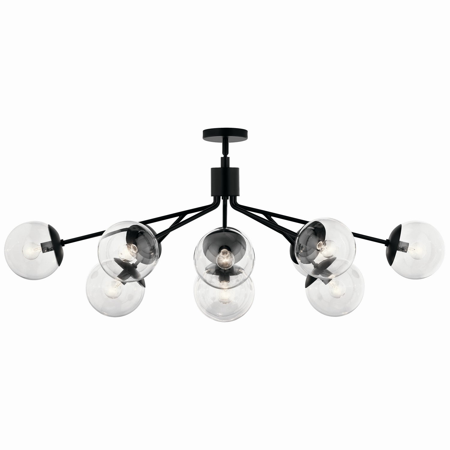 KICHLER 52703BKCLR Silvarious 48 Inch 12 Light Linear Convertible Chandelier With Clear Glass In Black