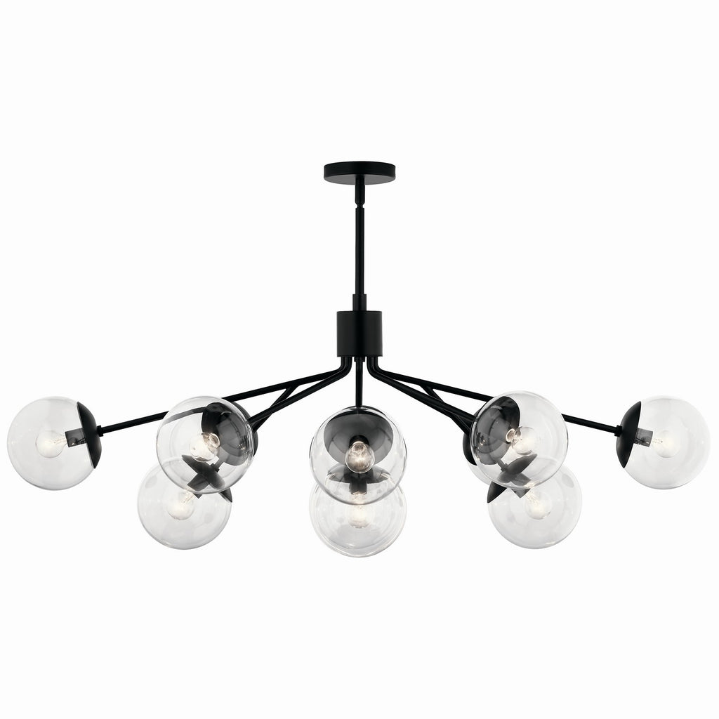 KICHLER 52703BKCLR Silvarious 48 Inch 12 Light Linear Convertible Chandelier With Clear Glass In Black