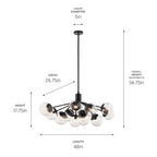 KICHLER 52703BKCLR Silvarious 48 Inch 12 Light Linear Convertible Chandelier With Clear Glass In Black
