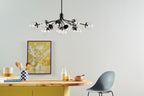 KICHLER 52703BKCLR Silvarious 48 Inch 12 Light Linear Convertible Chandelier With Clear Glass In Black
