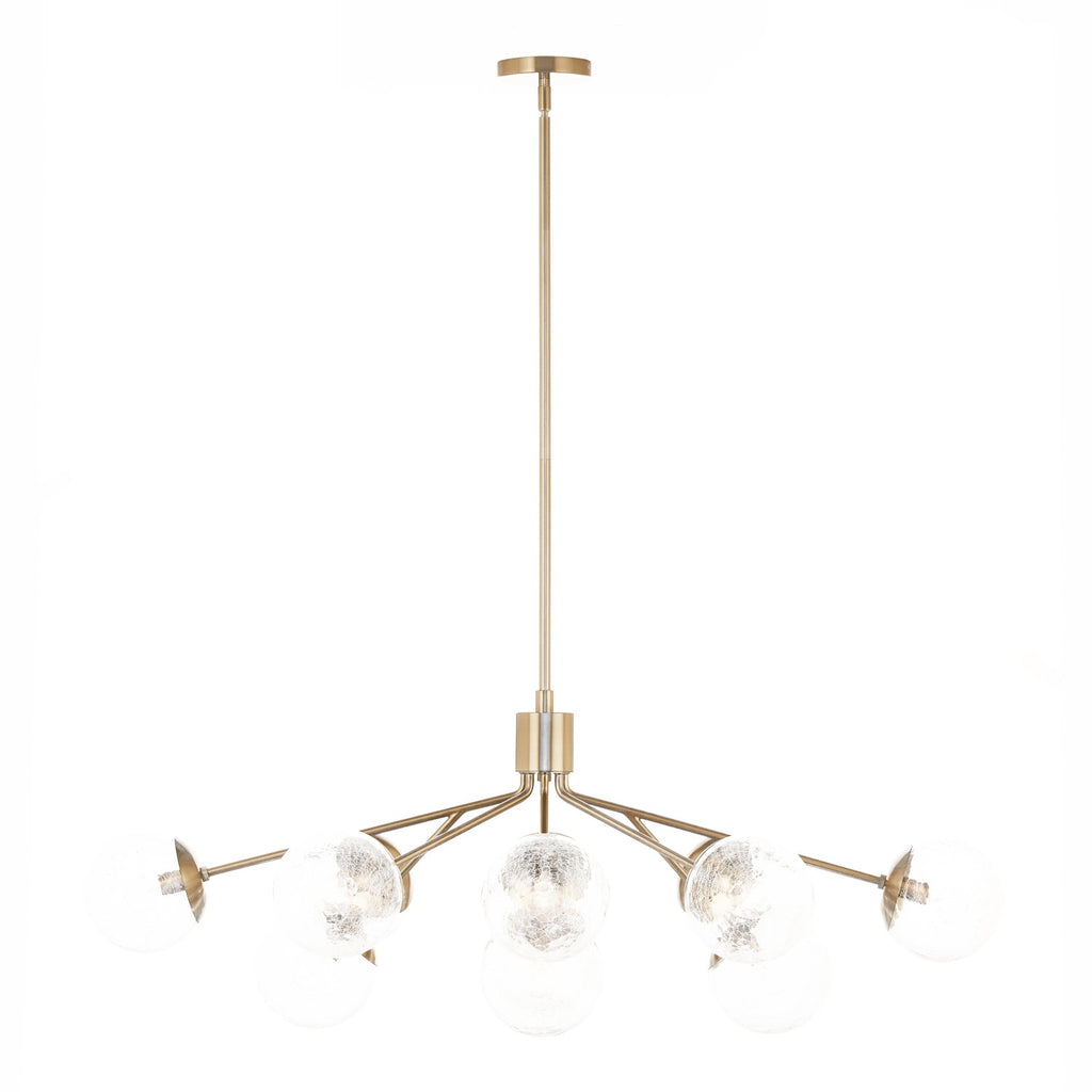 KICHLER 52703CPZ Silvarious 48 Inch 12 Light Linear Convertible Chandelier With Clear Crackled Glass In Champagne Bronze