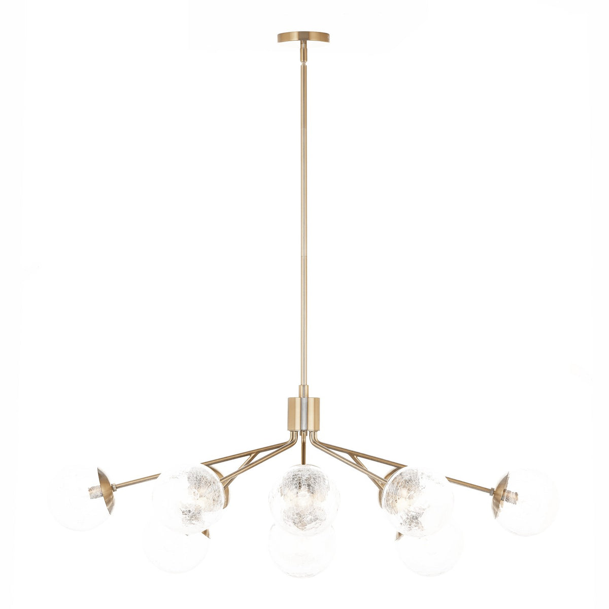 KICHLER 52703CPZ Silvarious 48 Inch 12 Light Linear Convertible Chandelier With Clear Crackled Glass In Champagne Bronze