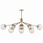 KICHLER 52703CPZ Silvarious 48 Inch 12 Light Linear Convertible Chandelier With Clear Crackled Glass In Champagne Bronze