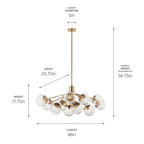 KICHLER 52703CPZ Silvarious 48 Inch 12 Light Linear Convertible Chandelier With Clear Crackled Glass In Champagne Bronze